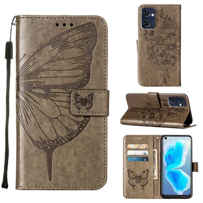 Taupe embossed butterfly leather folio phone case with card slots and flip stand