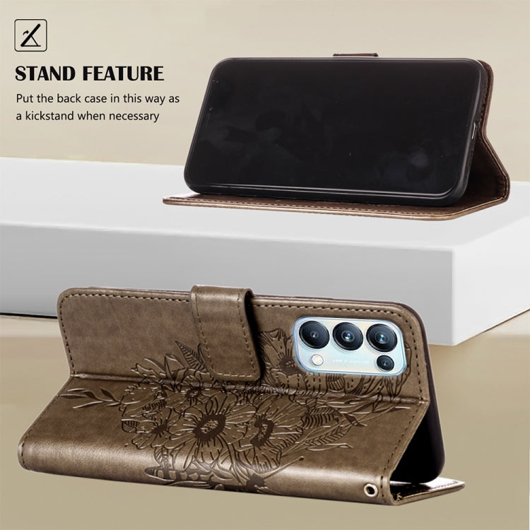 Dark embossed butterfly leather folio phone case with kickstand stand and card slots