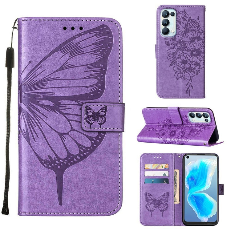 Light purple embossed butterfly leather folio phone case with card holder and kickstand