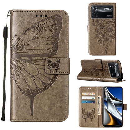 Brown embossed butterfly leather phone case with flip cover and card slots.