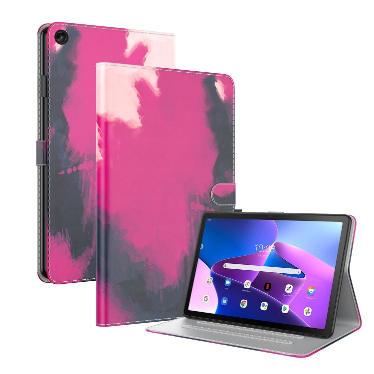 Watercolor pattern magnetic tablet case with front cover and foldable stand, berry pink