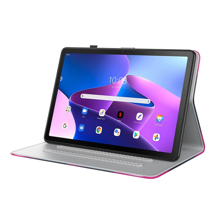 Magnetic watercolor tablet case with front cover forming a viewing stand, berry pink trim