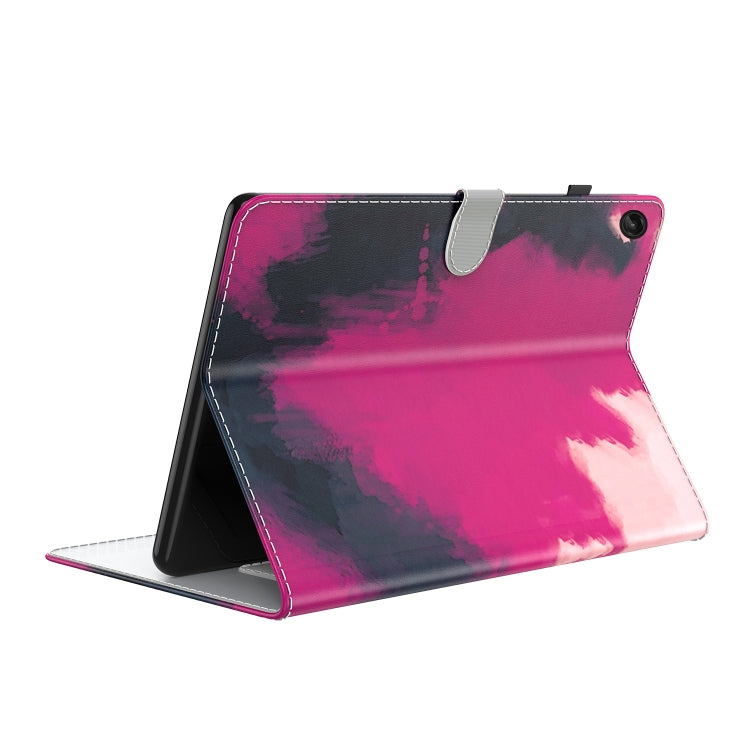 Watercolor tablet case with foldable stand in berry pink and dark abstract accents
