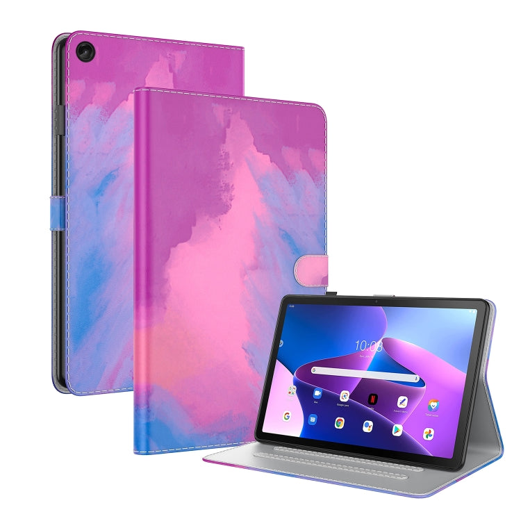 Watercolor magnetic tablet case with front cover and foldable stand, purple pink and blue tones