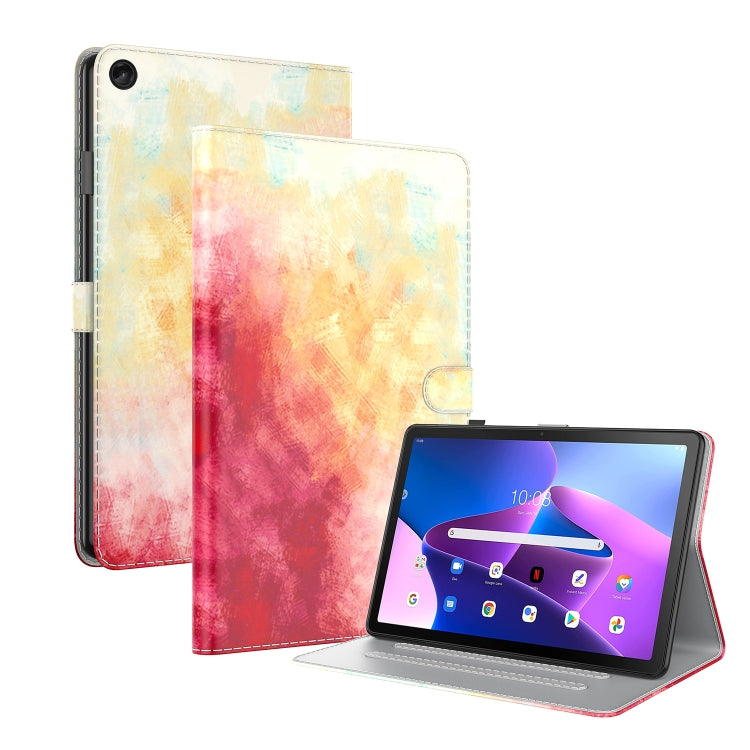 Watercolor magnetic tablet case with front cover and foldable stand, cream and pink abstract