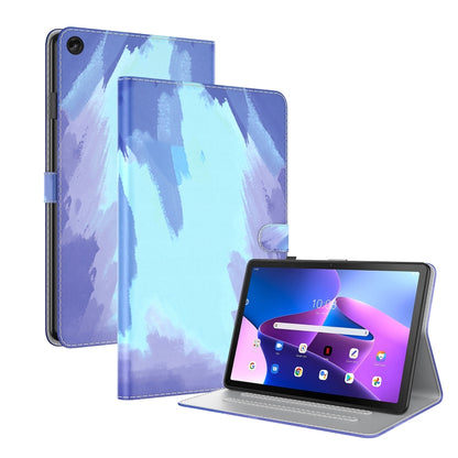 Watercolor tablet case with magnetic flap and stand, blue-purple pattern