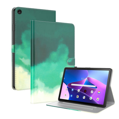 Watercolor tablet case with magnetic flap and stand, green pattern