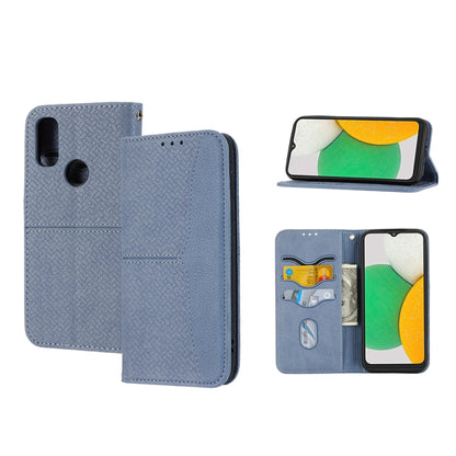 Light grey woven-texture magnetic PU leather phone case with flip cover and cutouts