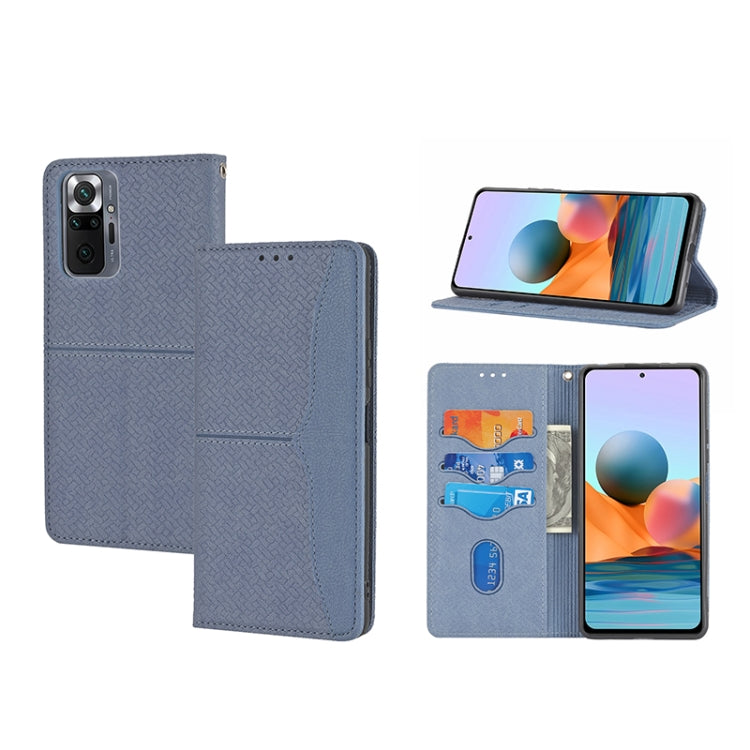 Grey woven-texture magnetic folio phone case with card slots and stand