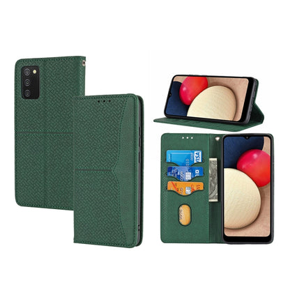 Green woven-texture magnetic folio phone case with card slots and kickstand