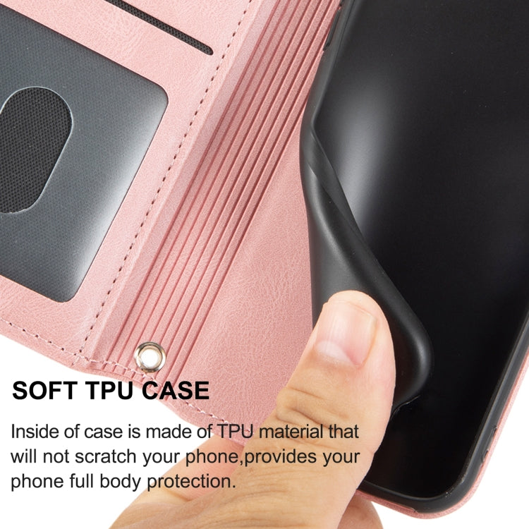 Pink leather-look flip phone case with TPU inner cover protection