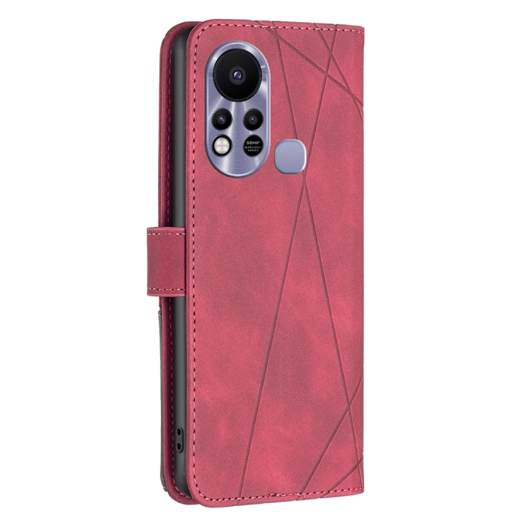 Magnetic leather phone case, red back with camera cutout and flip strap
