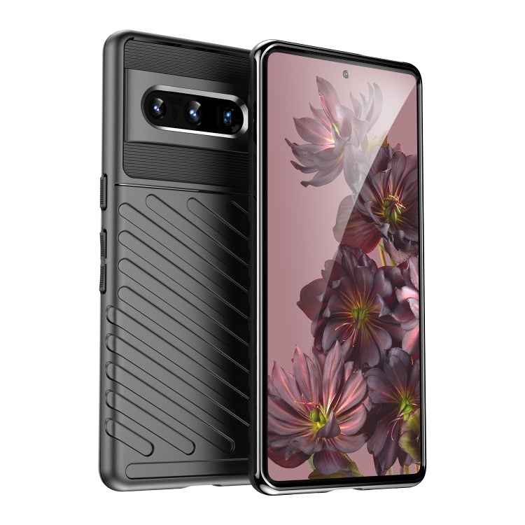 Shockproof TPU phone case, black, with raised camera and screen edges