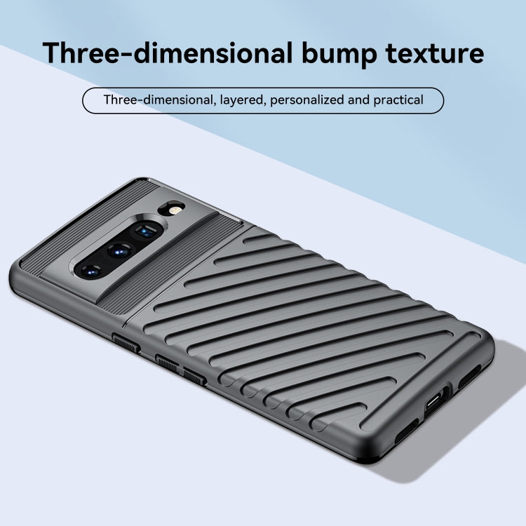 Black shockproof TPU phone case with textured grip ridges and camera opening