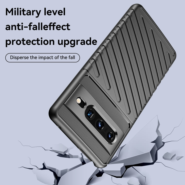Black shockproof TPU phone case with ribbed armor-style texture for impact protection