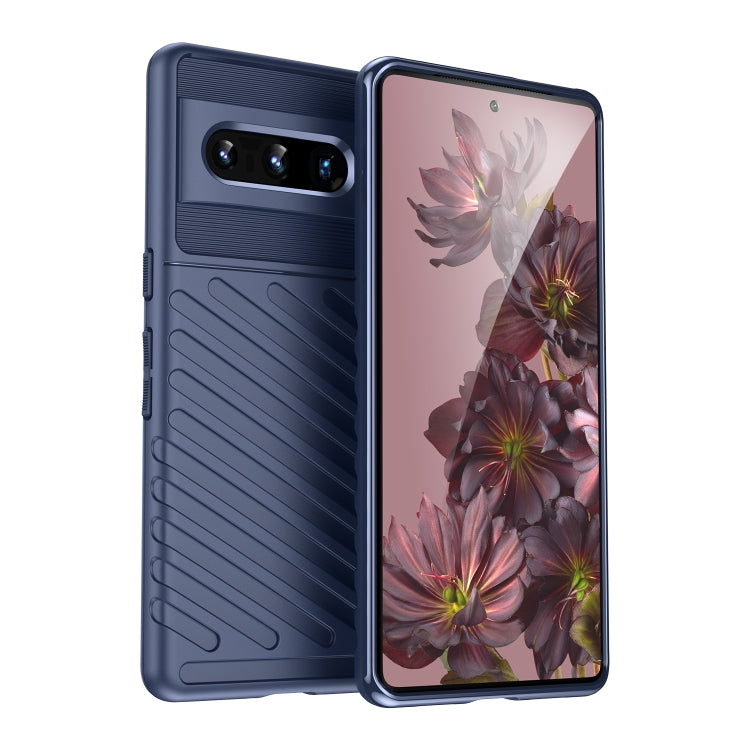 Shockproof TPU phone case, blue, with raised camera and screen edges