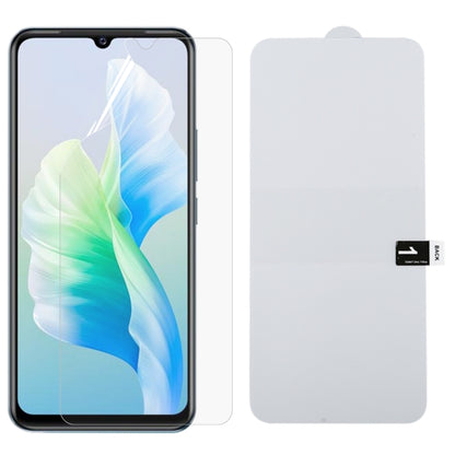 Full-screen hydrogel screen protector film covering a smartphone display