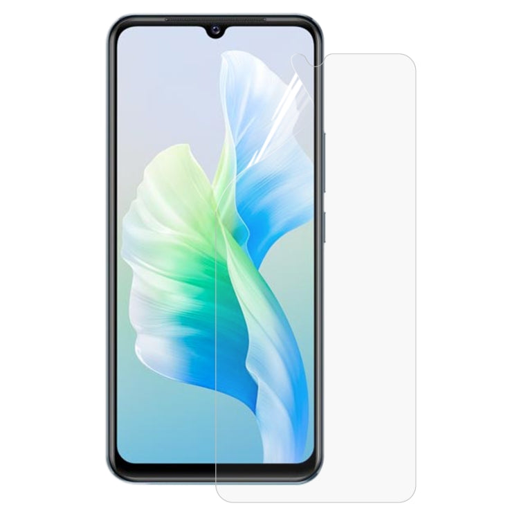 Full-screen hydrogel film sheet aligned to a smartphone front screen