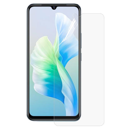 Full-screen hydrogel film sheet aligned to a smartphone front screen