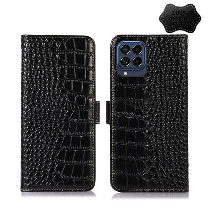 Crocodile-texture leather flip phone case, black, magnetic closure and camera cutouts