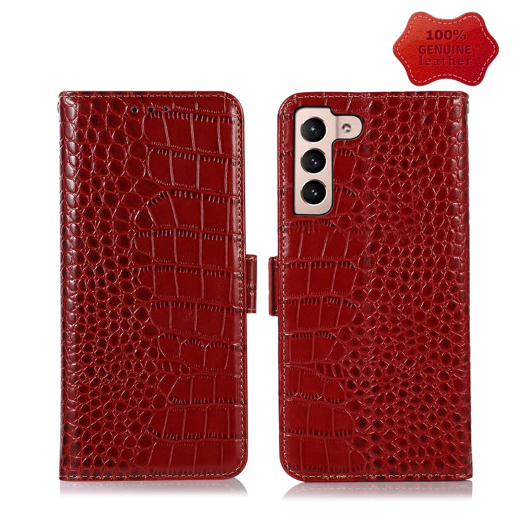 Red crocodile-pattern leather wallet phone case with flip cover and dual camera cutout