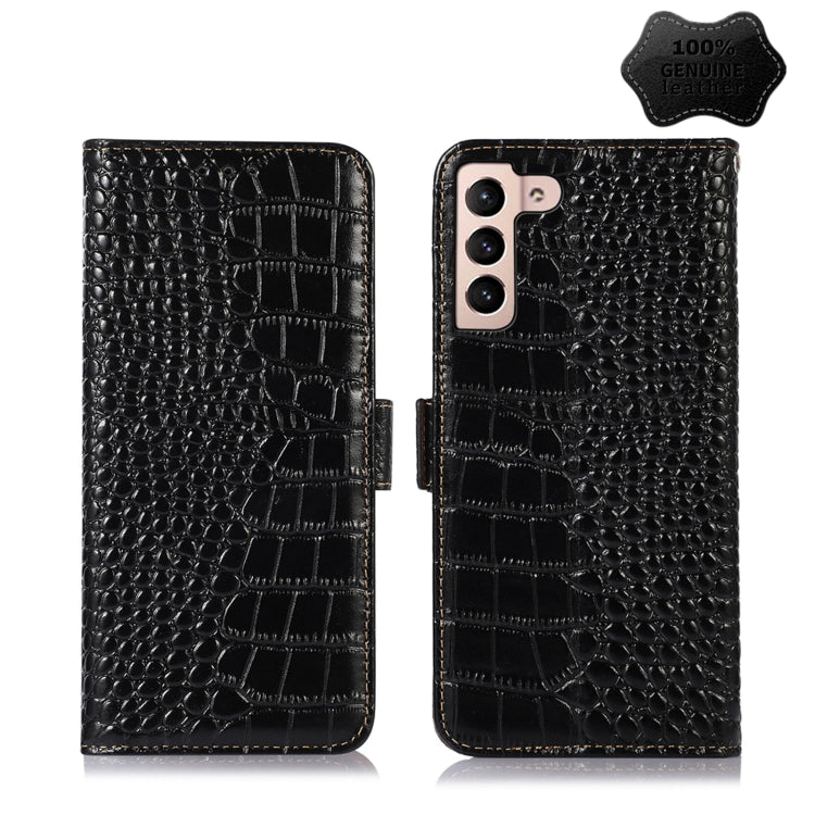 Crocodile-texture leather flip phone case, black, front cover with molded crocodile pattern