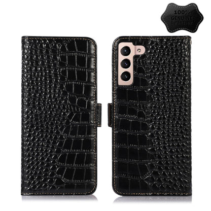 Crocodile-texture leather flip phone case, black, front cover with molded crocodile pattern
