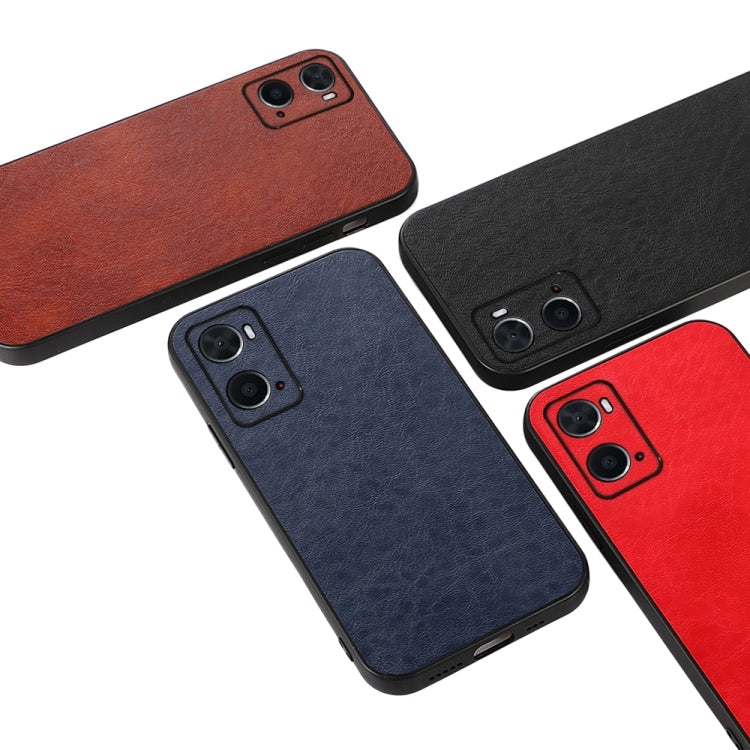 Crazy horse texture phone case set in coffee, blue, red, and black with camera cutouts