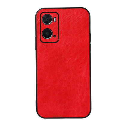 Red crazy horse texture PU phone case with camera cutout and port openings