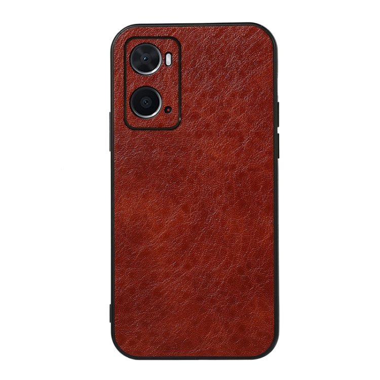 Coffee brown crazy horse texture PU phone case with camera cutout and side buttons