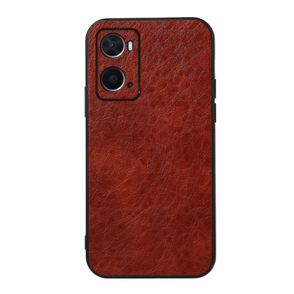 Coffee brown crazy horse texture PU phone case with camera cutout and side buttons