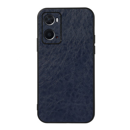 Dark blue crazy horse texture PU phone case with camera cutout and port openings