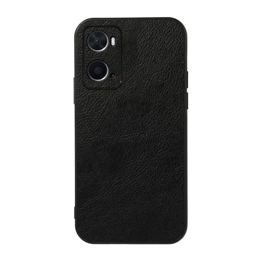 Black litchi-texture PU phone case with camera cutouts and raised edges