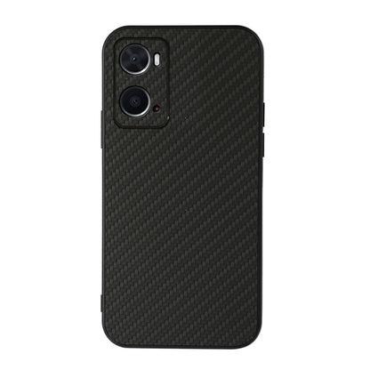 Black carbon fiber texture shockproof phone case with dual camera cutouts