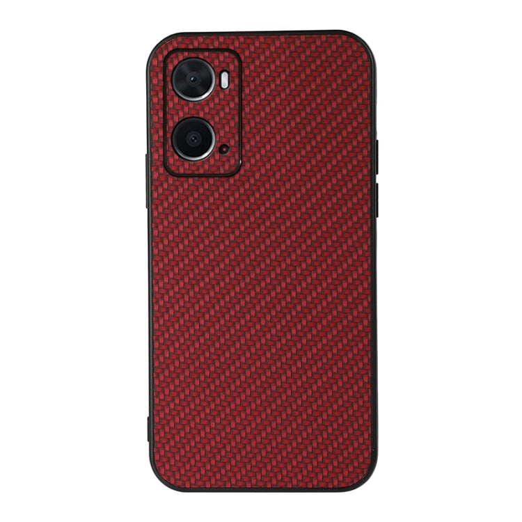 Red carbon fiber texture shockproof phone case with dual camera cutouts