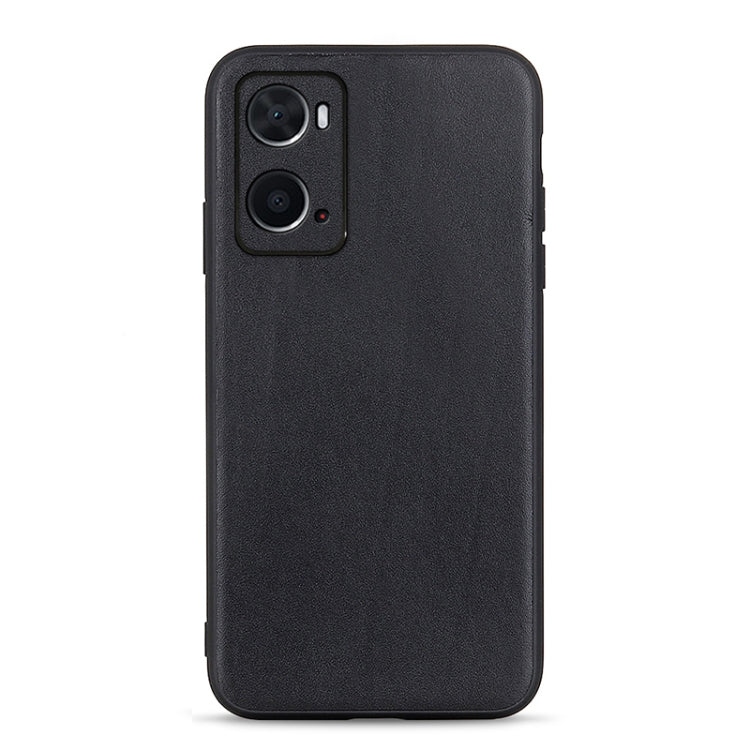 Black lambskin leather texture phone case with camera cutouts, slim protective cover