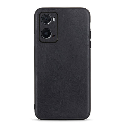 Black lambskin leather texture phone case with camera cutouts, slim protective cover