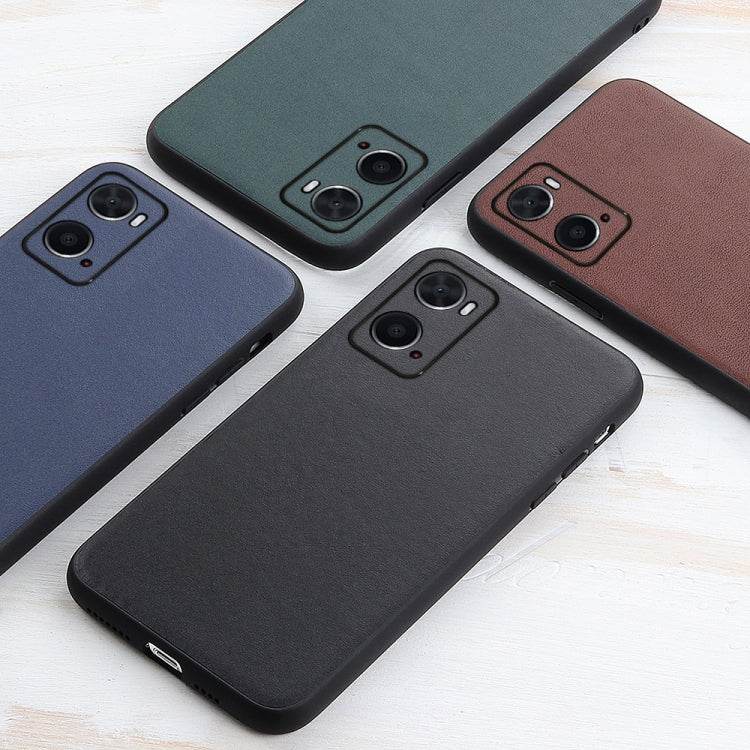 Lambskin leather texture phone case set in black, gray, and brown colors
