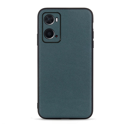 Green lambskin leather texture phone case with camera cutouts, slim protective cover