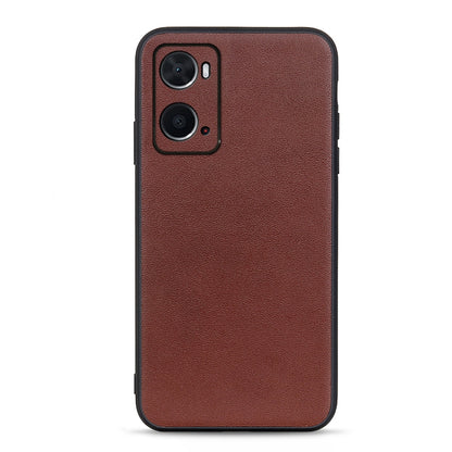 Brown lambskin leather texture phone case with camera cutouts, slim protective cover