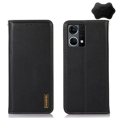 Black leather phone case with stitched trim and dual camera cutout on back.