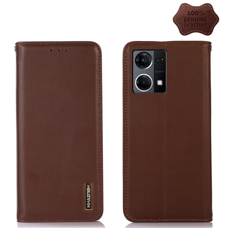 Brown nappa leather phone case with stitched trim and large camera cutout