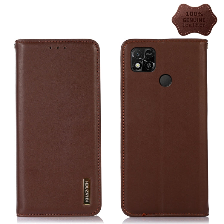 Brown nappa leather phone case with camera cutouts and side opening