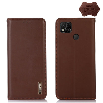 Brown nappa leather phone case with camera cutouts and side opening