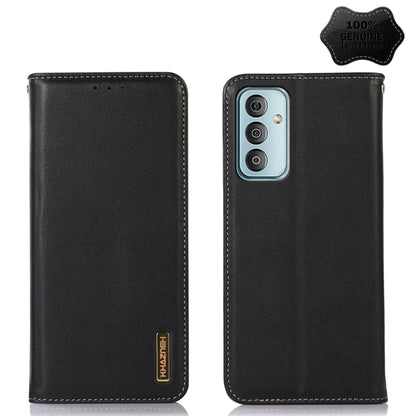 Black nappa leather phone case with stitched edges and camera window