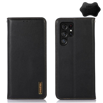 Black nappa leather phone case with camera cutouts and stitched trim
