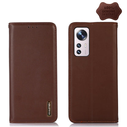 Brown nappa leather phone case with stitched edges and single camera cutout