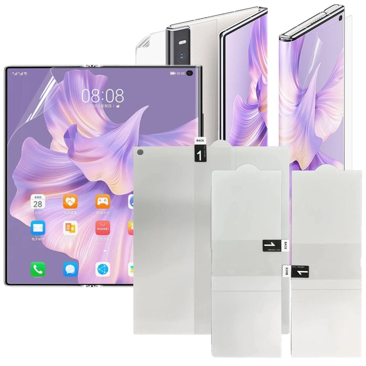 Hydrogel screen protector film set for foldable phone, three full-screen sheets