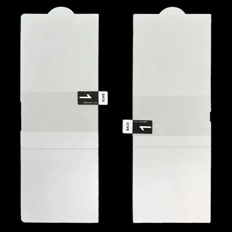 Front and back hydrogel protector films, cutouts aligned for foldable phone