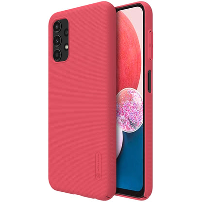 Red frosted PC phone case, side buttons and camera cutout visible